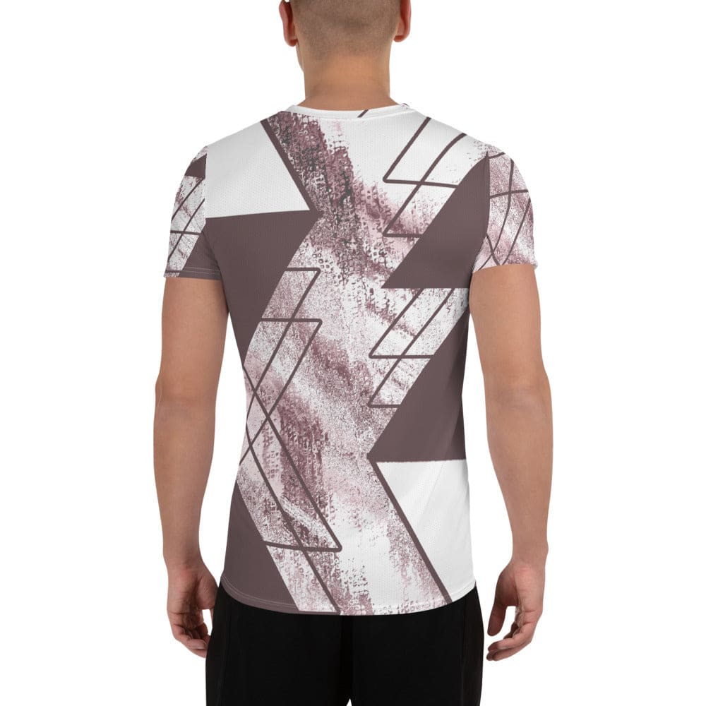 Mens Stretch Fit Athletic Sports T-shirt - Mauve Rose and White