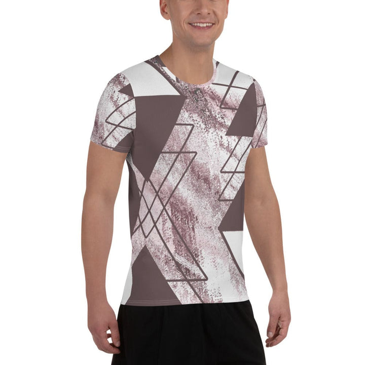 Mens Stretch Fit Athletic Sports T-shirt - Mauve Rose and White