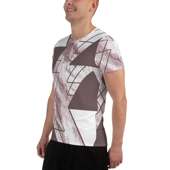 Mens Stretch Fit Athletic Sports T-shirt - Mauve Rose and White