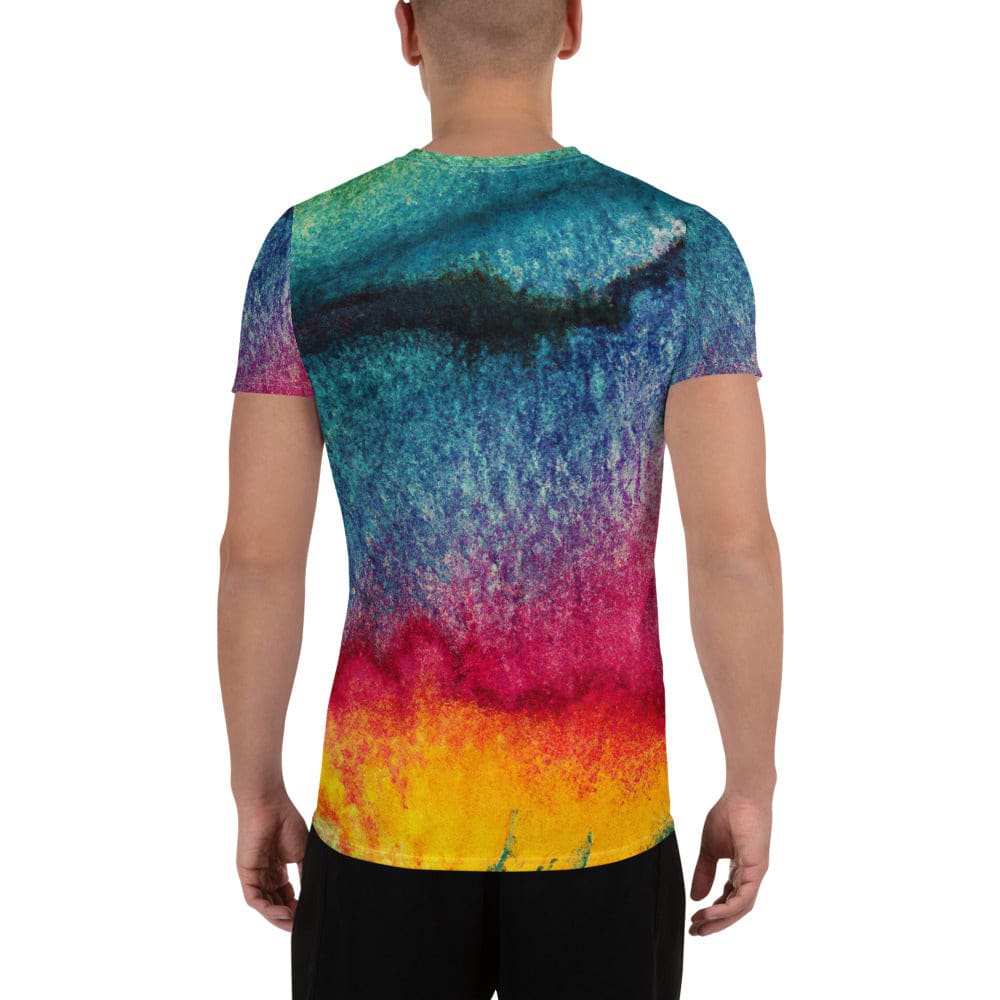Mens Stretch Fit Athletic Sports T-shirt - Multicolor Abstract Pattern
