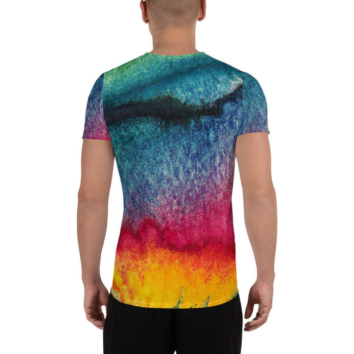 Mens Stretch Fit Athletic Sports T-shirt - Multicolor Abstract Pattern