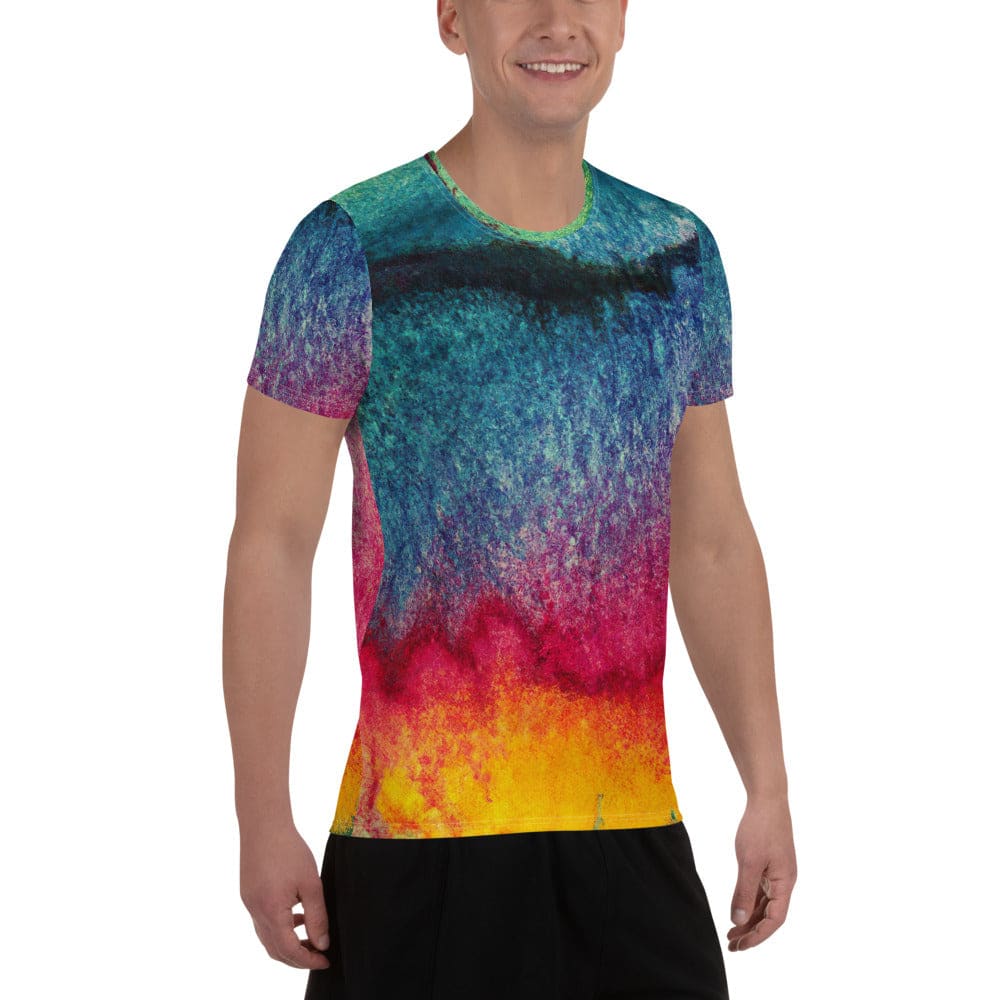 Mens Stretch Fit Athletic Sports T-shirt - Multicolor Abstract Pattern