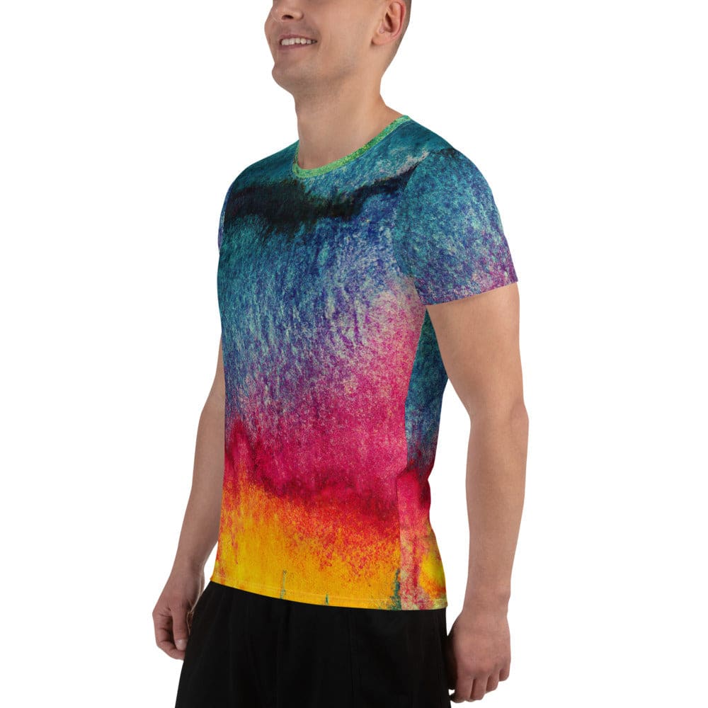 Mens Stretch Fit Athletic Sports T-shirt - Multicolor Abstract Pattern