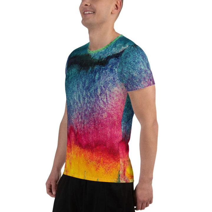 Mens Stretch Fit Athletic Sports T-shirt - Multicolor Abstract Pattern