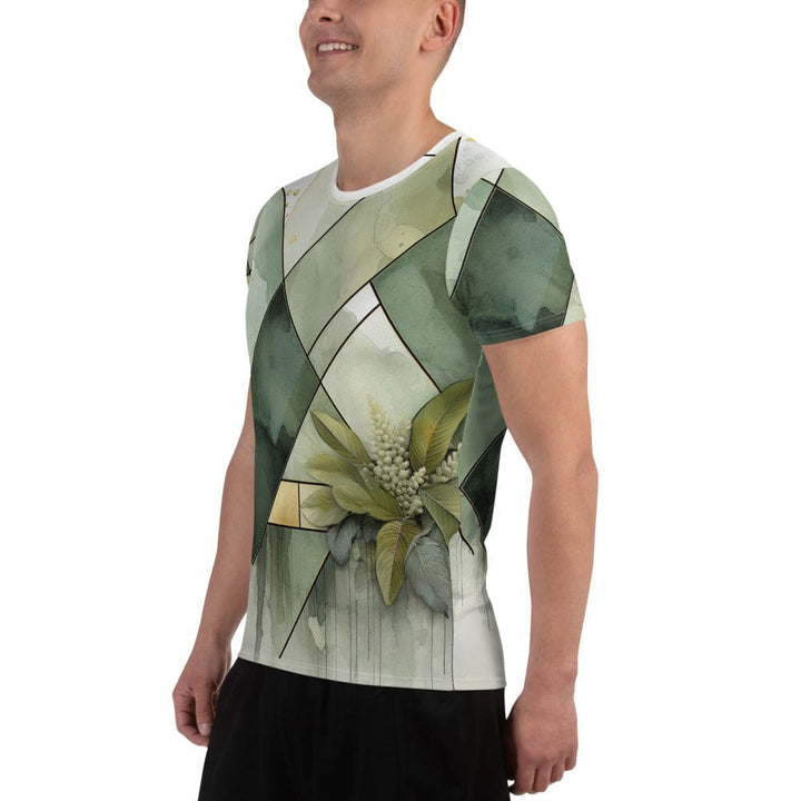 Mens Stretch Fit Athletic Sports T-shirt - Olive Green Mint Leaf