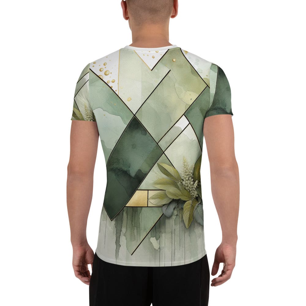 Mens Stretch Fit Athletic Sports T-shirt - Olive Green Mint Leaf