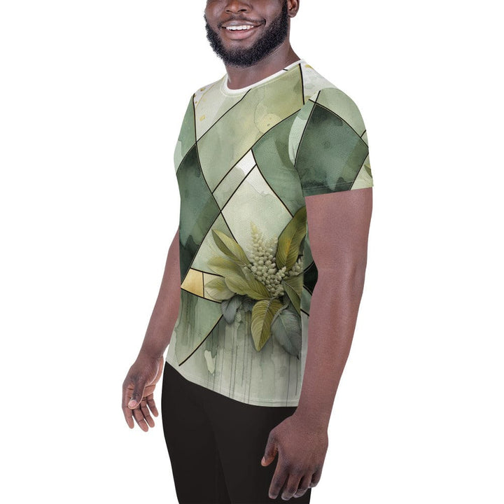 Mens Stretch Fit Athletic Sports T-shirt - Olive Green Mint Leaf