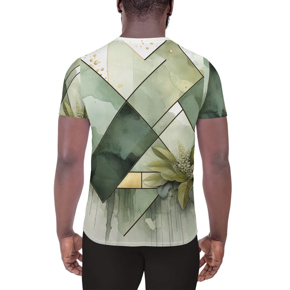Mens Stretch Fit Athletic Sports T-shirt - Olive Green Mint Leaf