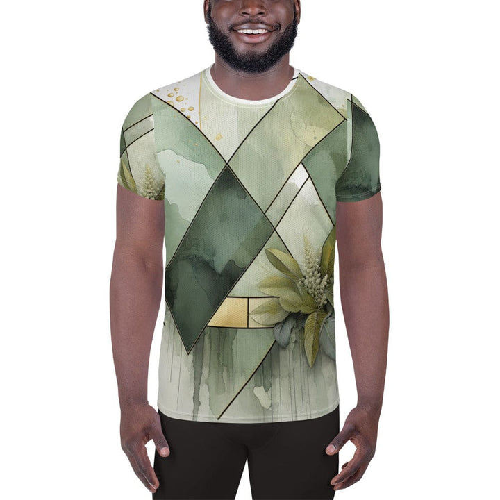 Mens Stretch Fit Athletic Sports T-shirt - Olive Green Mint Leaf
