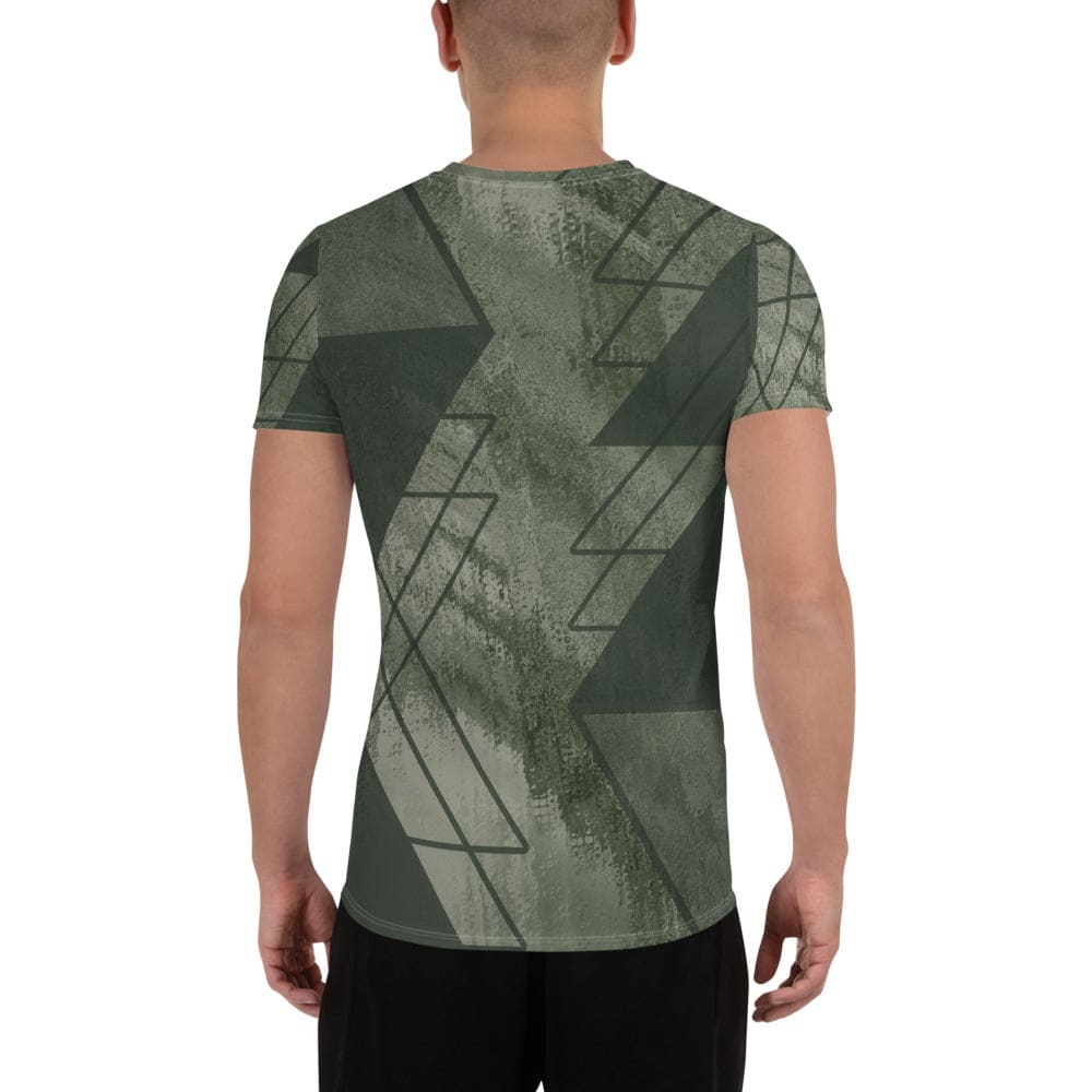 Mens Stretch Fit Athletic Sports T-shirt - Olive Green Triangular