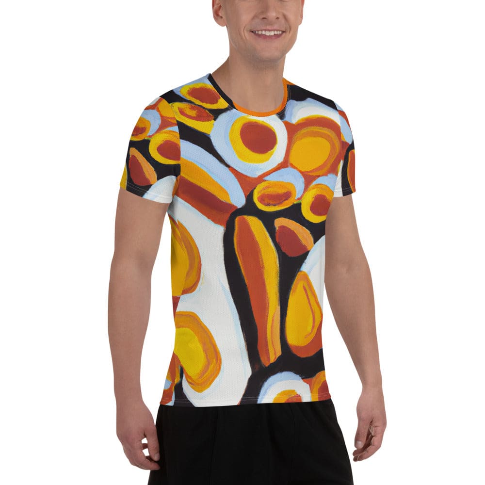 Mens Stretch Fit Athletic Sports T-shirt - Orange Black White