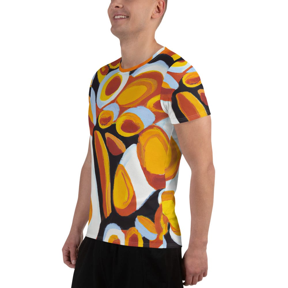 Mens Stretch Fit Athletic Sports T-shirt - Orange Black White