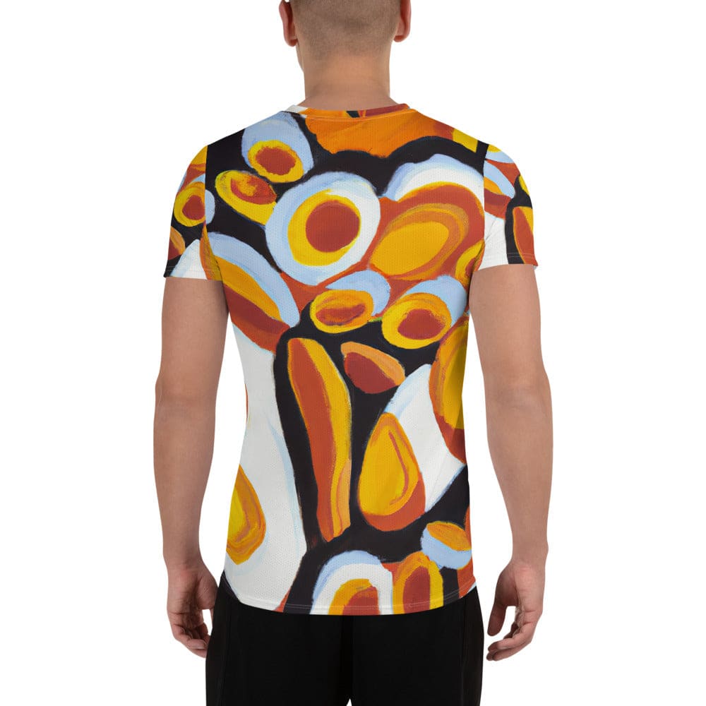 Mens Stretch Fit Athletic Sports T-shirt - Orange Black White