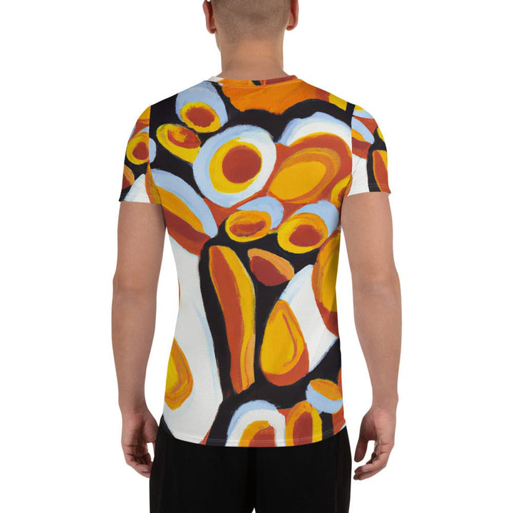 Mens Stretch Fit Athletic Sports T-shirt - Orange Black White