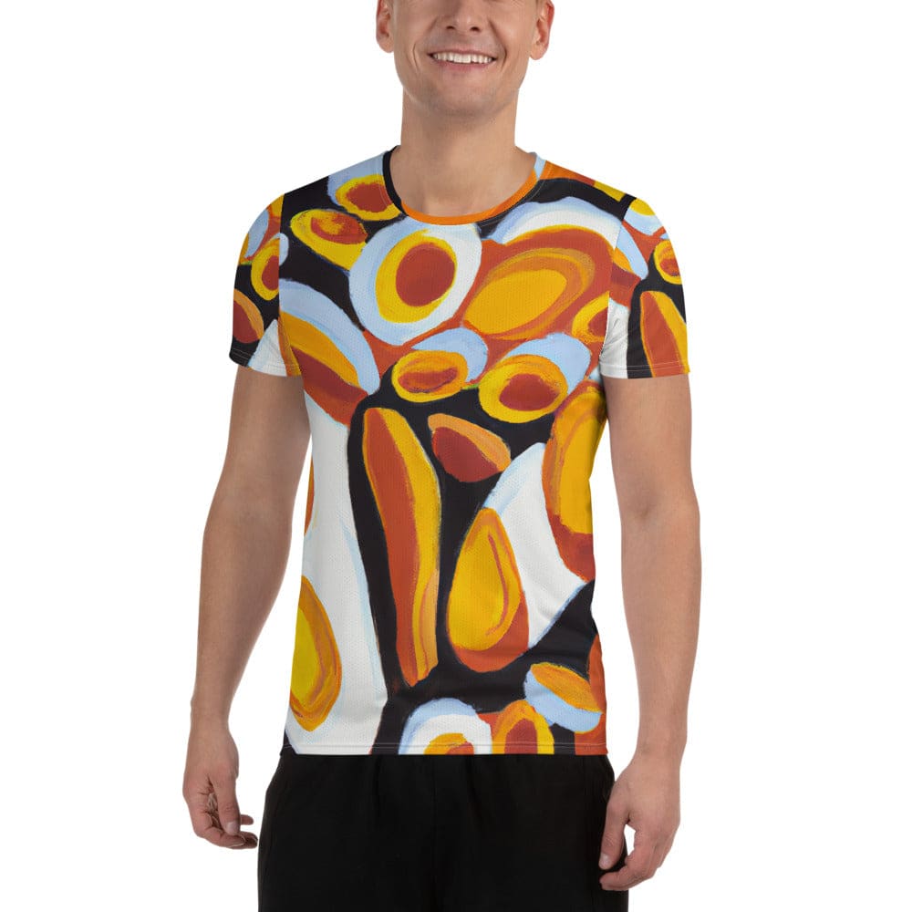 Mens Stretch Fit Athletic Sports T-shirt - Orange Black White