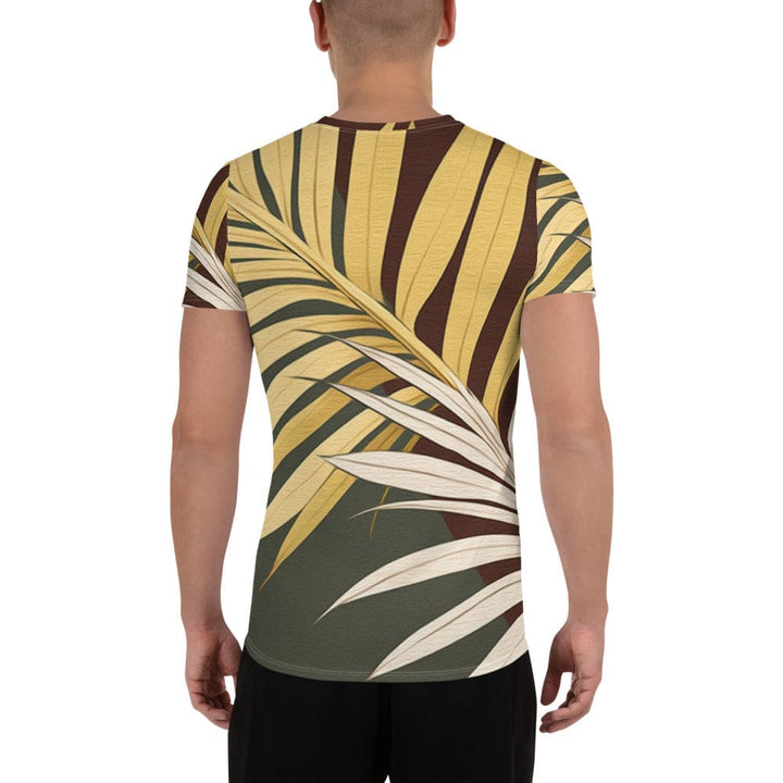 Mens Stretch Fit Athletic Sports T-shirt - Palm Tree Leaves Pattern