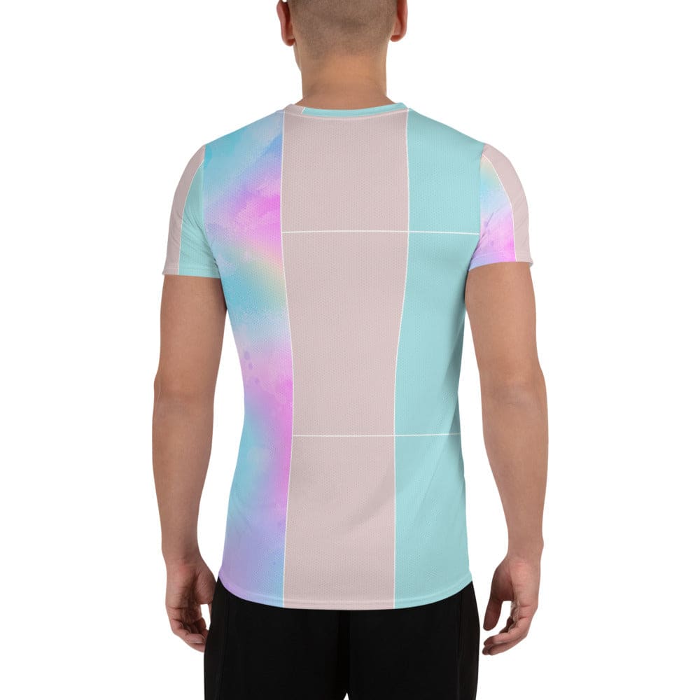 Mens Stretch Fit Athletic Sports T-shirt - Pastel Colorblock
