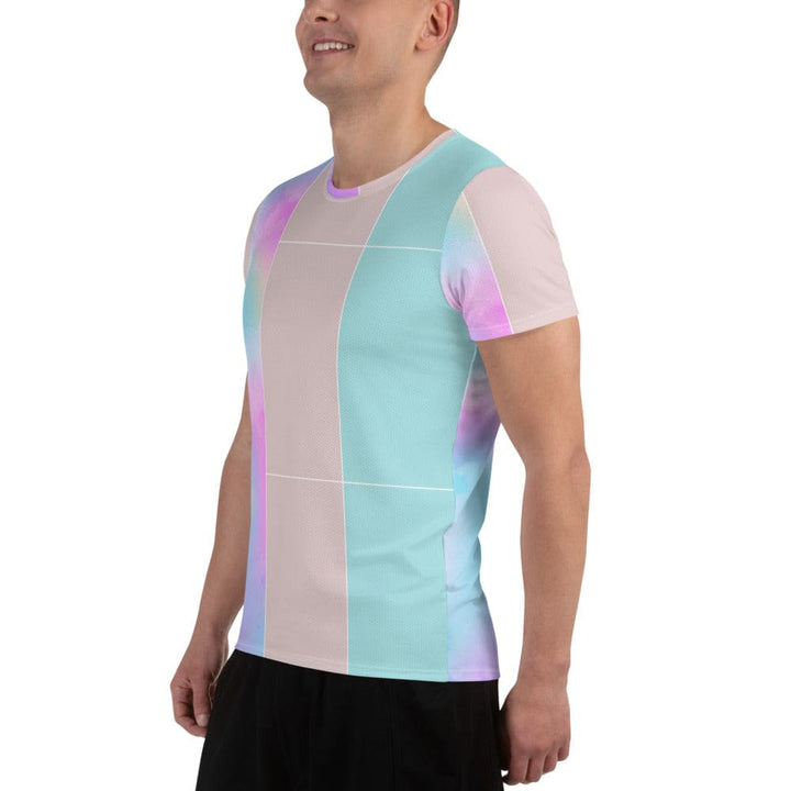 Mens Stretch Fit Athletic Sports T-shirt - Pastel Colorblock