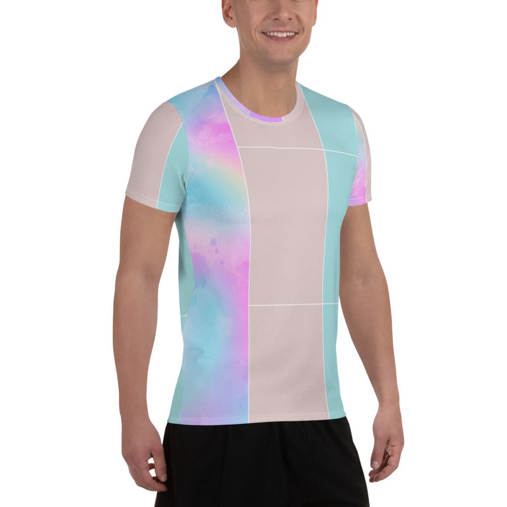 Mens Stretch Fit Athletic Sports T-shirt - Pastel Colorblock
