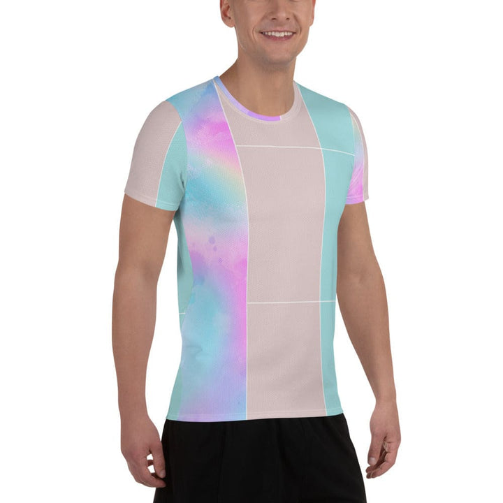 Mens Stretch Fit Athletic Sports T-shirt - Pastel Colorblock