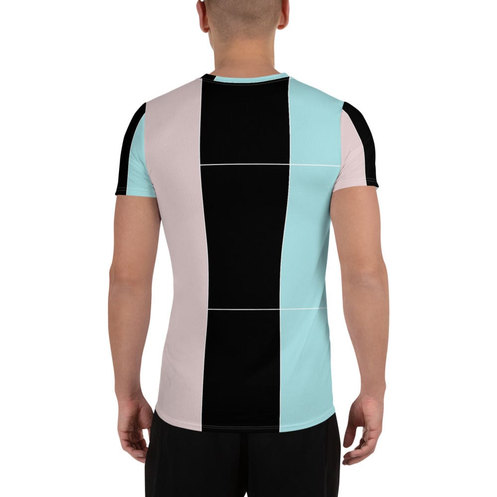 Mens Stretch Fit Athletic Sports T-shirt - Pastel Pink Black Blue