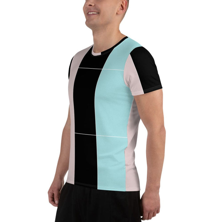 Mens Stretch Fit Athletic Sports T-shirt - Pastel Pink Black Blue