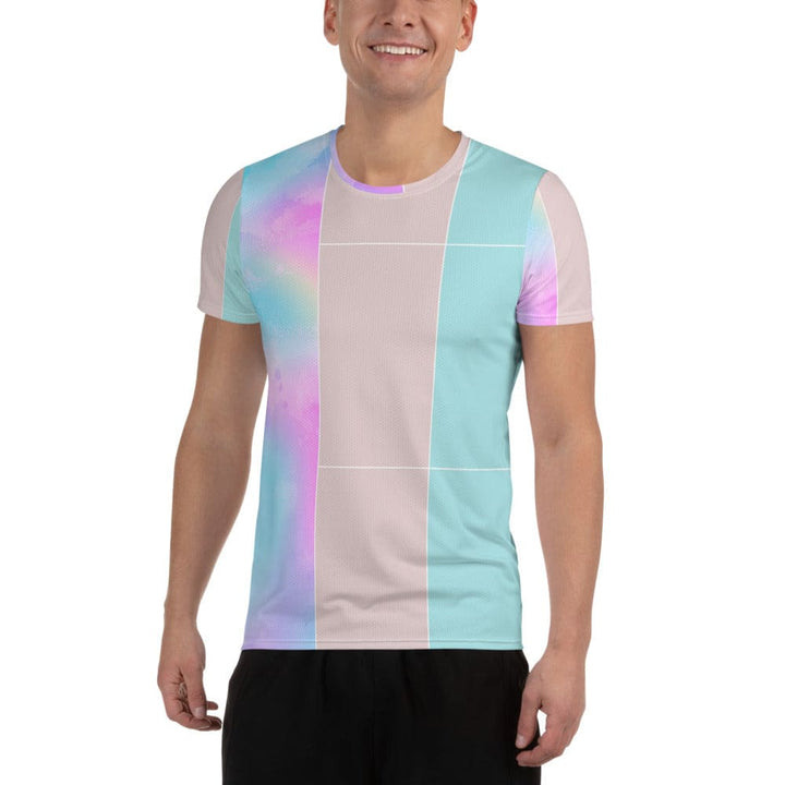 Mens Stretch Fit Athletic Sports T-shirt - Pastel Colorblock