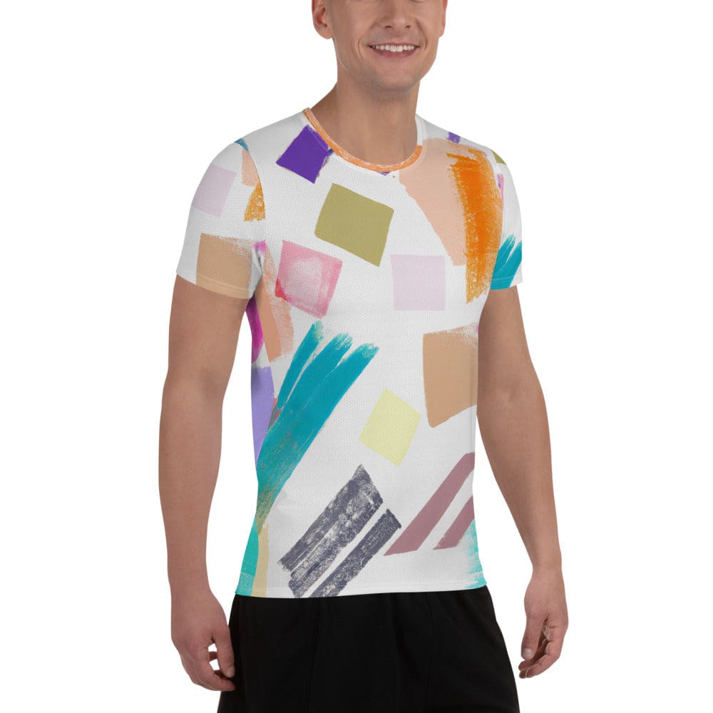 Mens Stretch Fit Athletic Sports T-shirt - Pastel Pattern