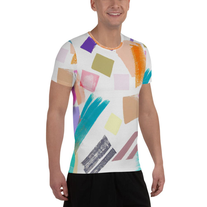 Mens Stretch Fit Athletic Sports T-shirt - Pastel Pattern