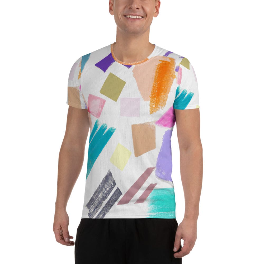 Mens Stretch Fit Athletic Sports T-shirt - Pastel Pattern