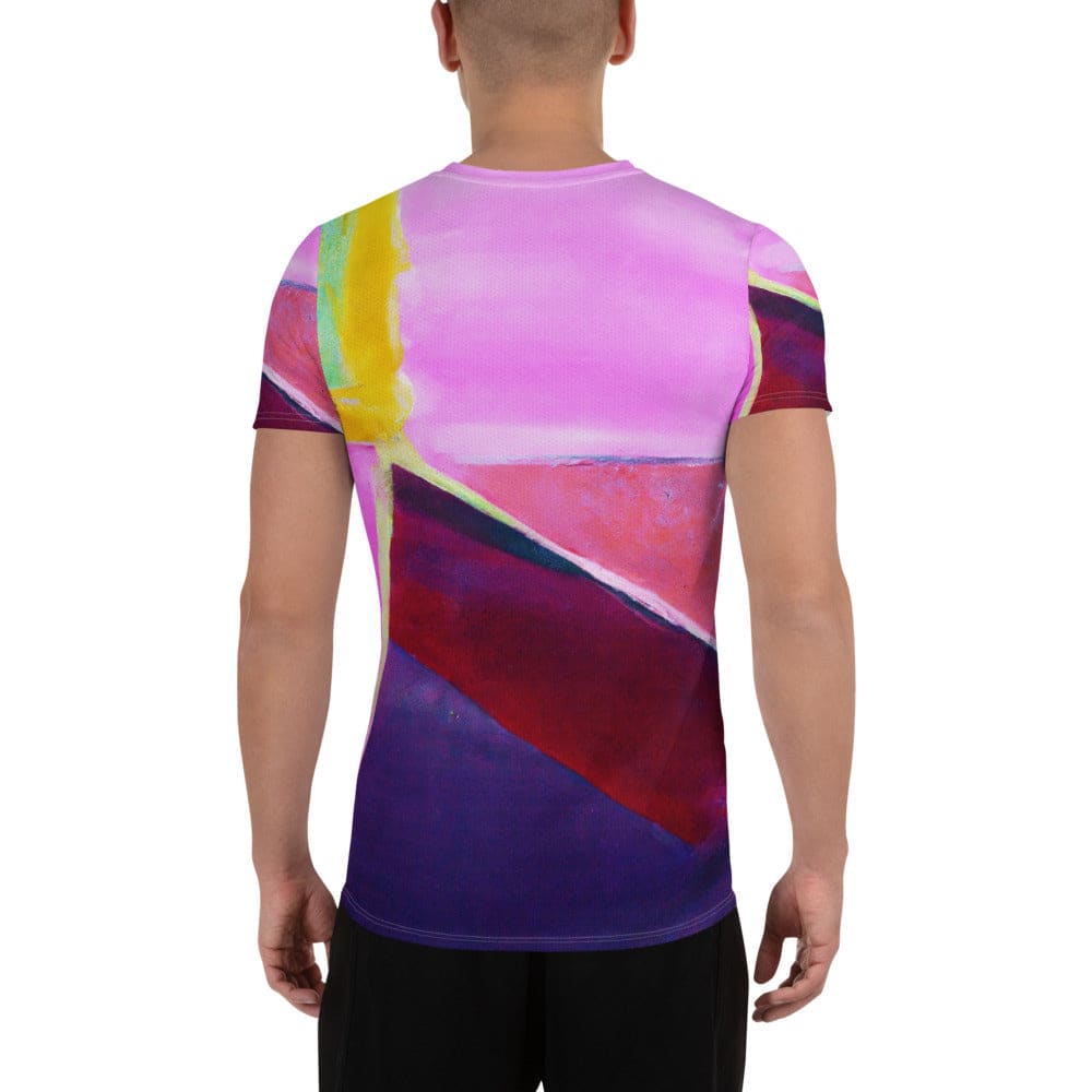 Mens Stretch Fit Athletic Sports T-shirt - Pink and Purple Pattern