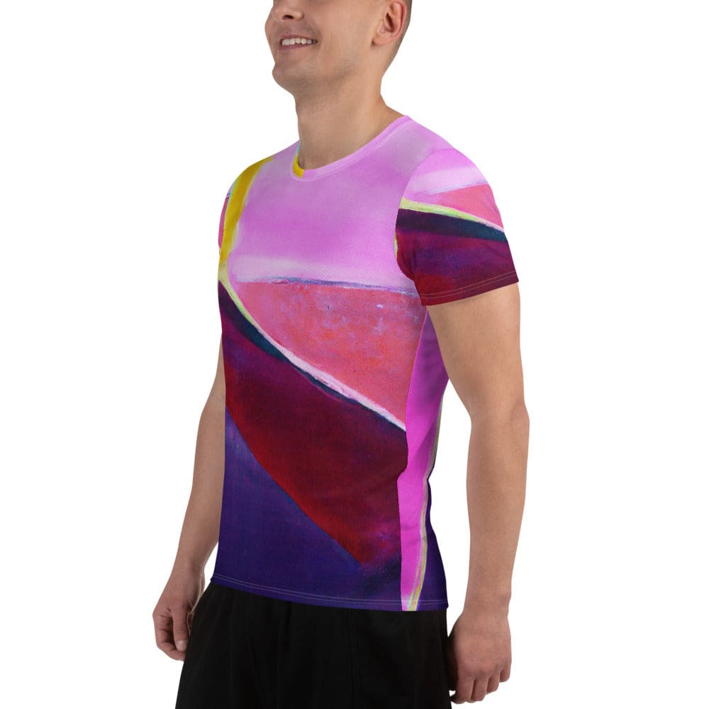 Mens Stretch Fit Athletic Sports T-shirt - Pink and Purple Pattern