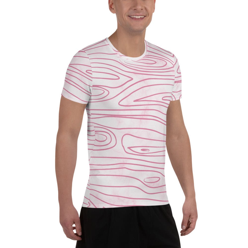 Mens Stretch Fit Athletic Sports T-shirt - Pink Line Art Sketch Print
