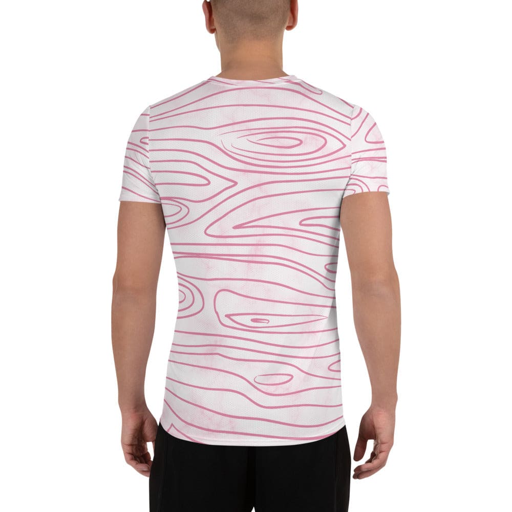 Mens Stretch Fit Athletic Sports T-shirt - Pink Line Art Sketch Print