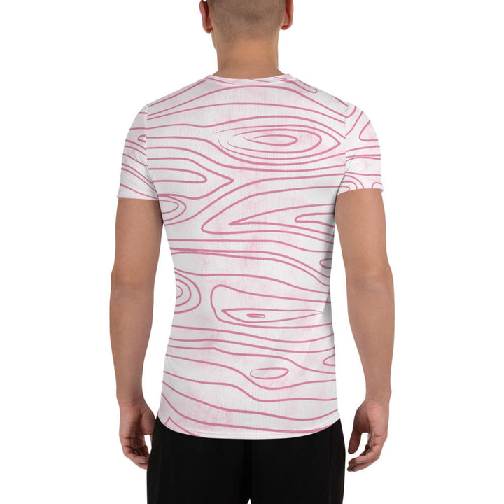 Mens Stretch Fit Athletic Sports T-shirt - Pink Line Art Sketch Print