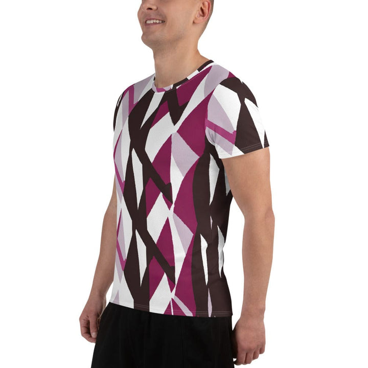Mens Stretch Fit Athletic Sports T-shirt - Pink Mauve Pattern