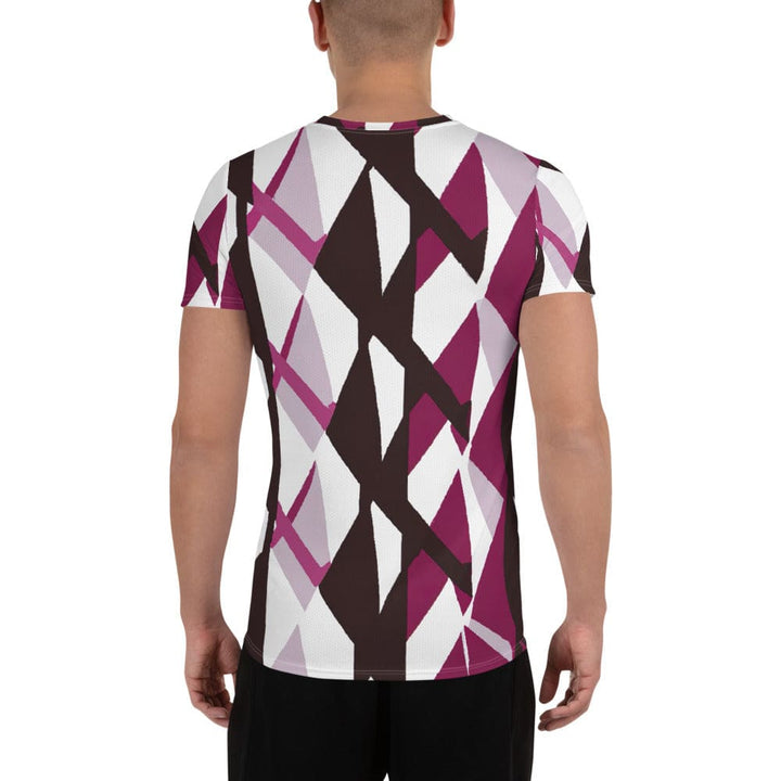 Mens Stretch Fit Athletic Sports T-shirt - Pink Mauve Pattern