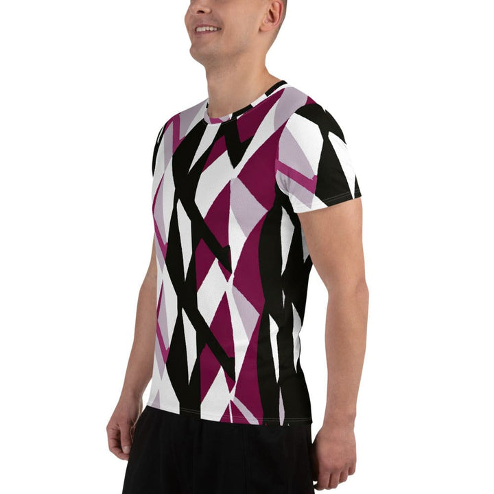 Mens Stretch Fit Athletic Sports T-shirt - Pink Mauve Pattern