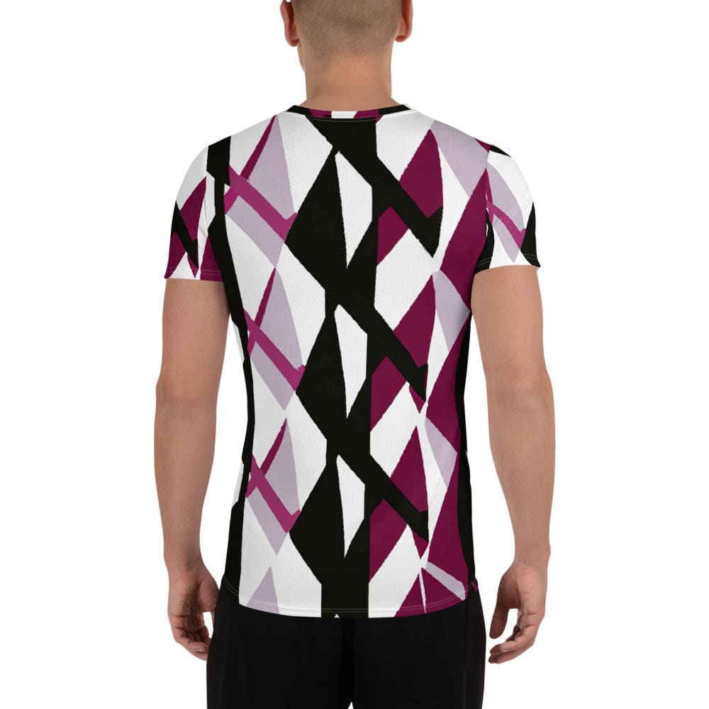 Mens Stretch Fit Athletic Sports T-shirt - Pink Mauve Pattern