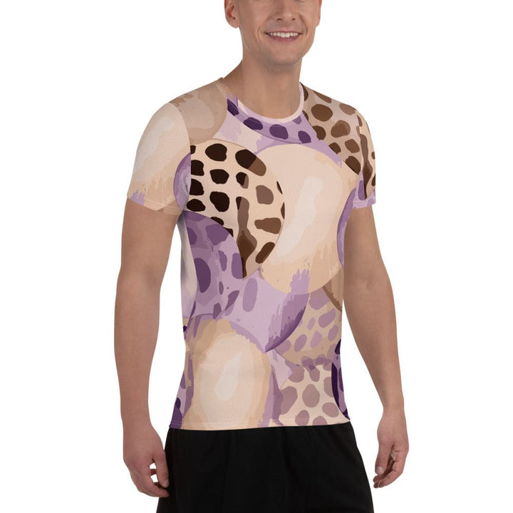 Mens Stretch Fit Athletic Sports T-shirt - Purple Lavender Spotted