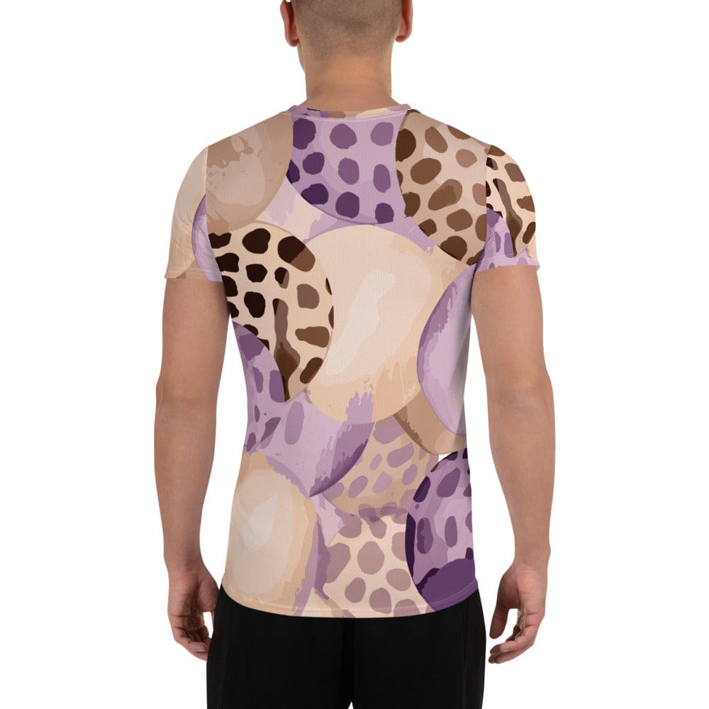 Mens Stretch Fit Athletic Sports T-shirt - Purple Lavender Spotted