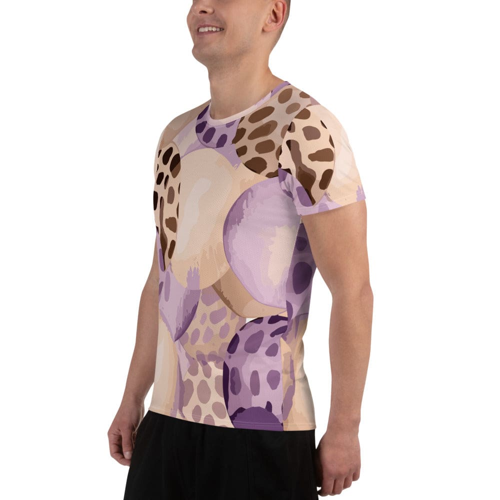Mens Stretch Fit Athletic Sports T-shirt - Purple Lavender Spotted