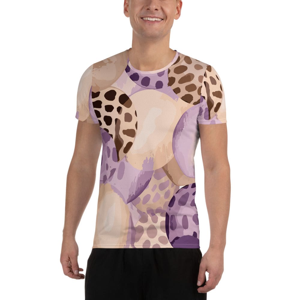 Mens Stretch Fit Athletic Sports T-shirt - Purple Lavender Spotted