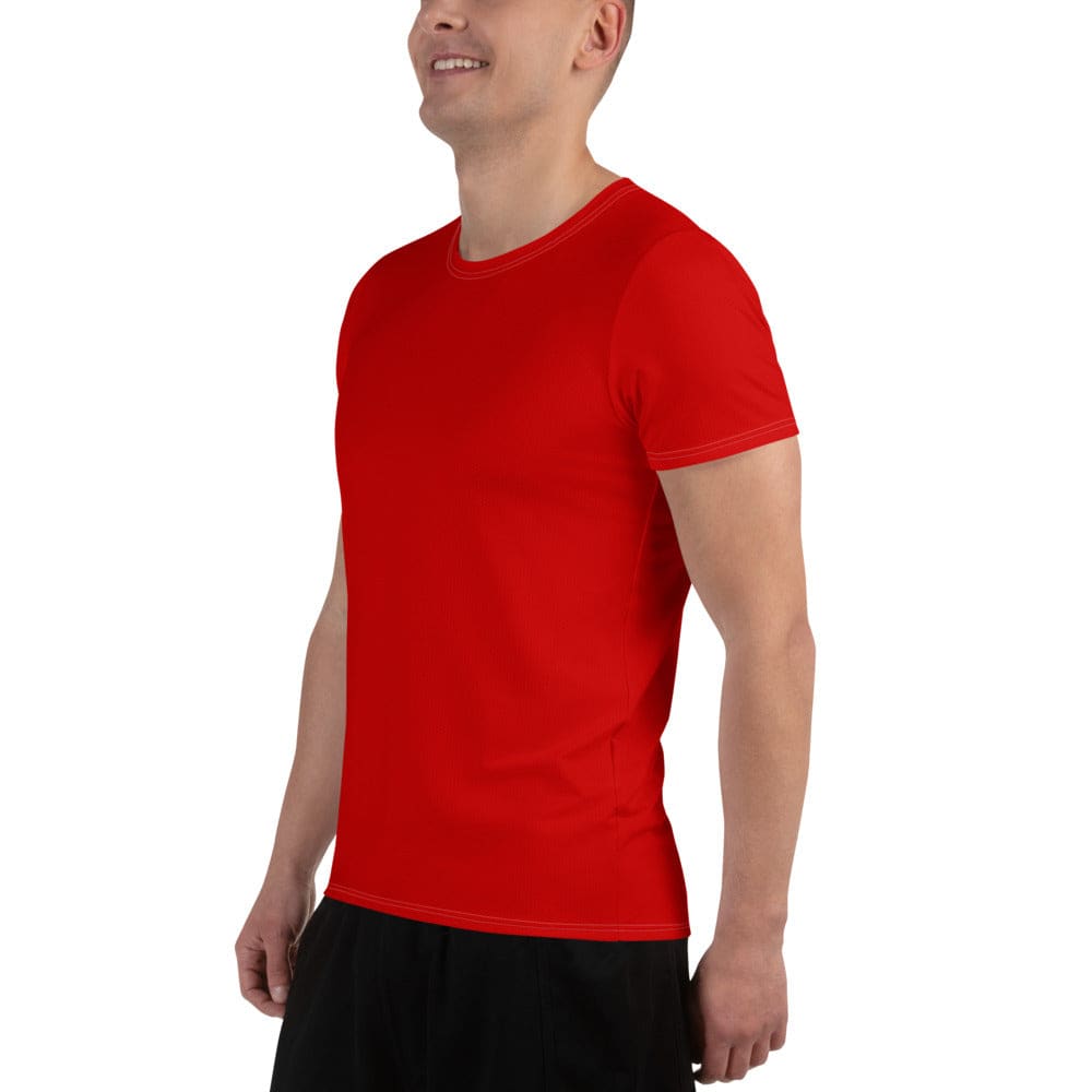 Mens Stretch Fit Athletic Sports T-shirt - Red