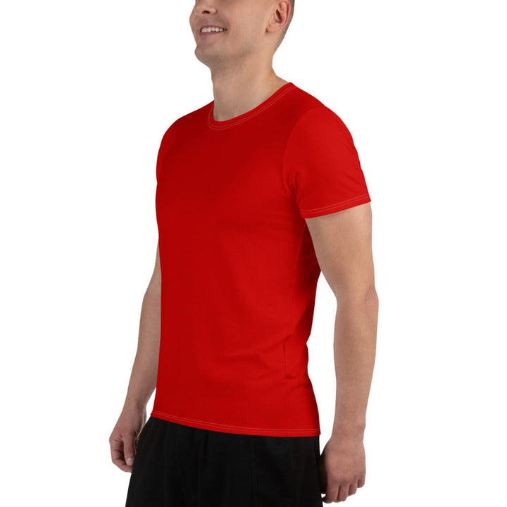 Mens Stretch Fit Athletic Sports T-shirt - Red