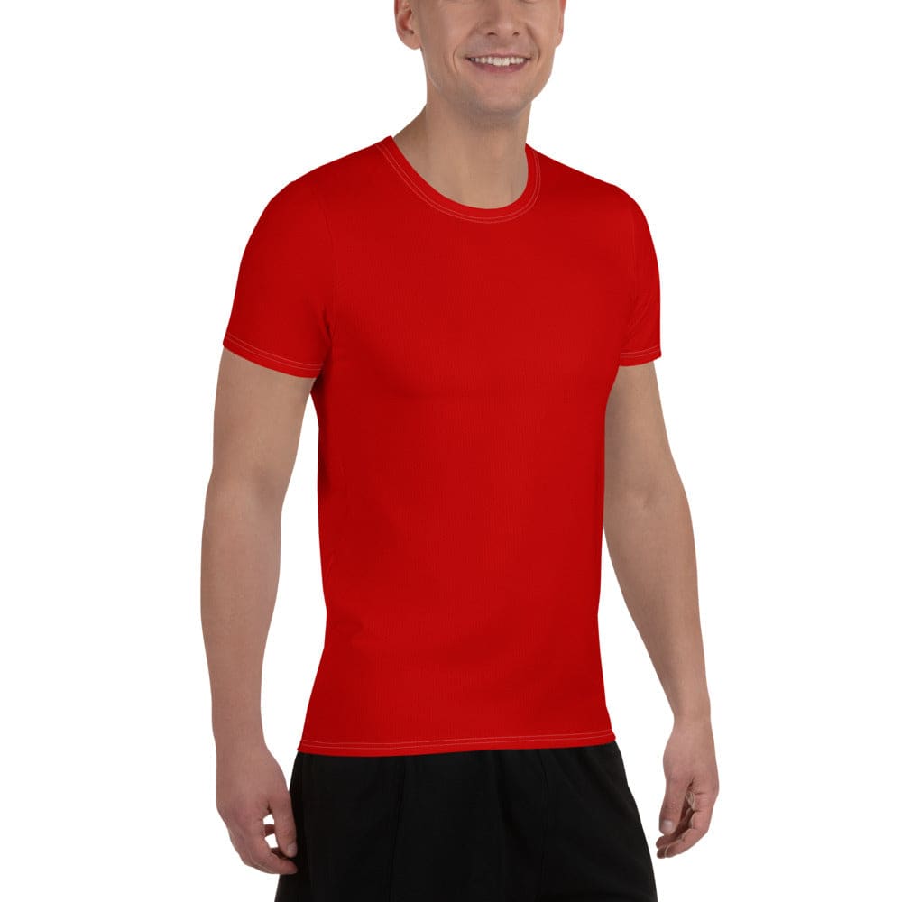 Mens Stretch Fit Athletic Sports T-shirt - Red