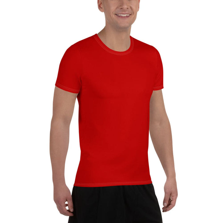 Mens Stretch Fit Athletic Sports T-shirt - Red