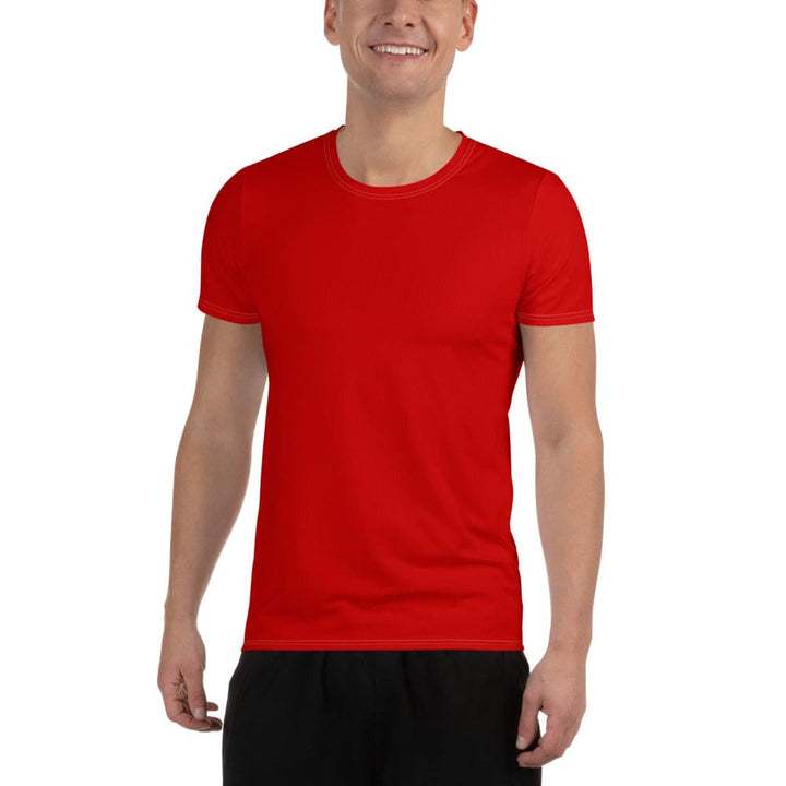 Mens Stretch Fit Athletic Sports T-shirt - Red