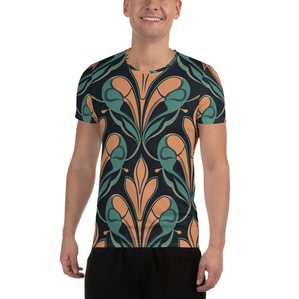 Mens Stretch Fit Athletic Sports T-shirt - Retro Vintage Print