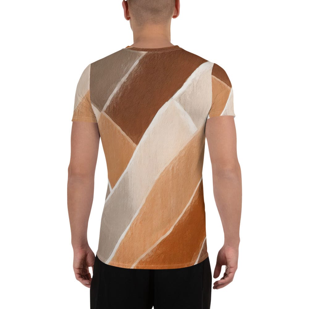 Mens Stretch Fit Athletic Sports T-shirt - Brown Rustic Watercolors